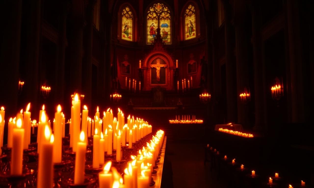 Comunidad reunida alrededor de velas encendidas