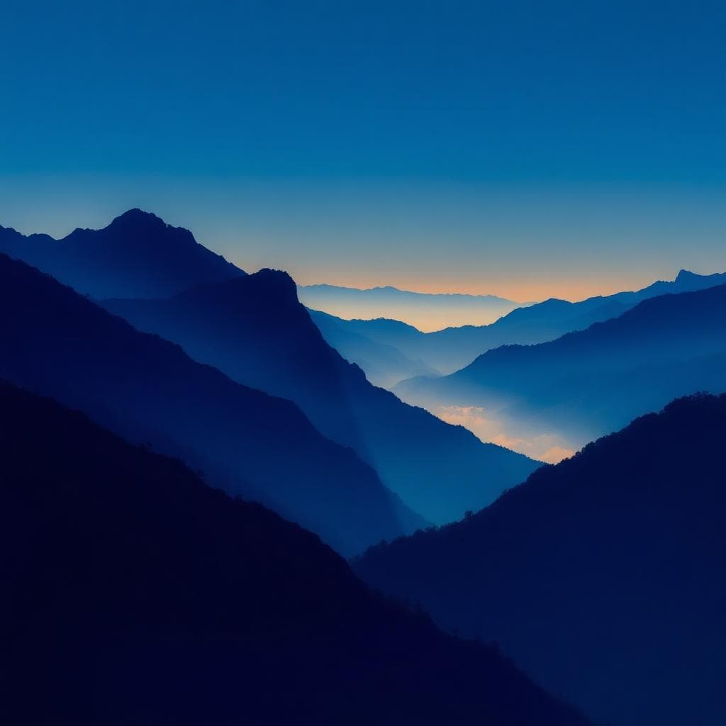 Montañas azules al amanecer